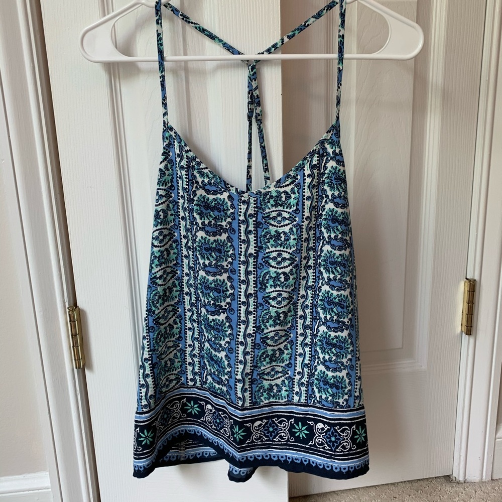 Hollister Blue Batik Spaghetti Strap Tank Top S